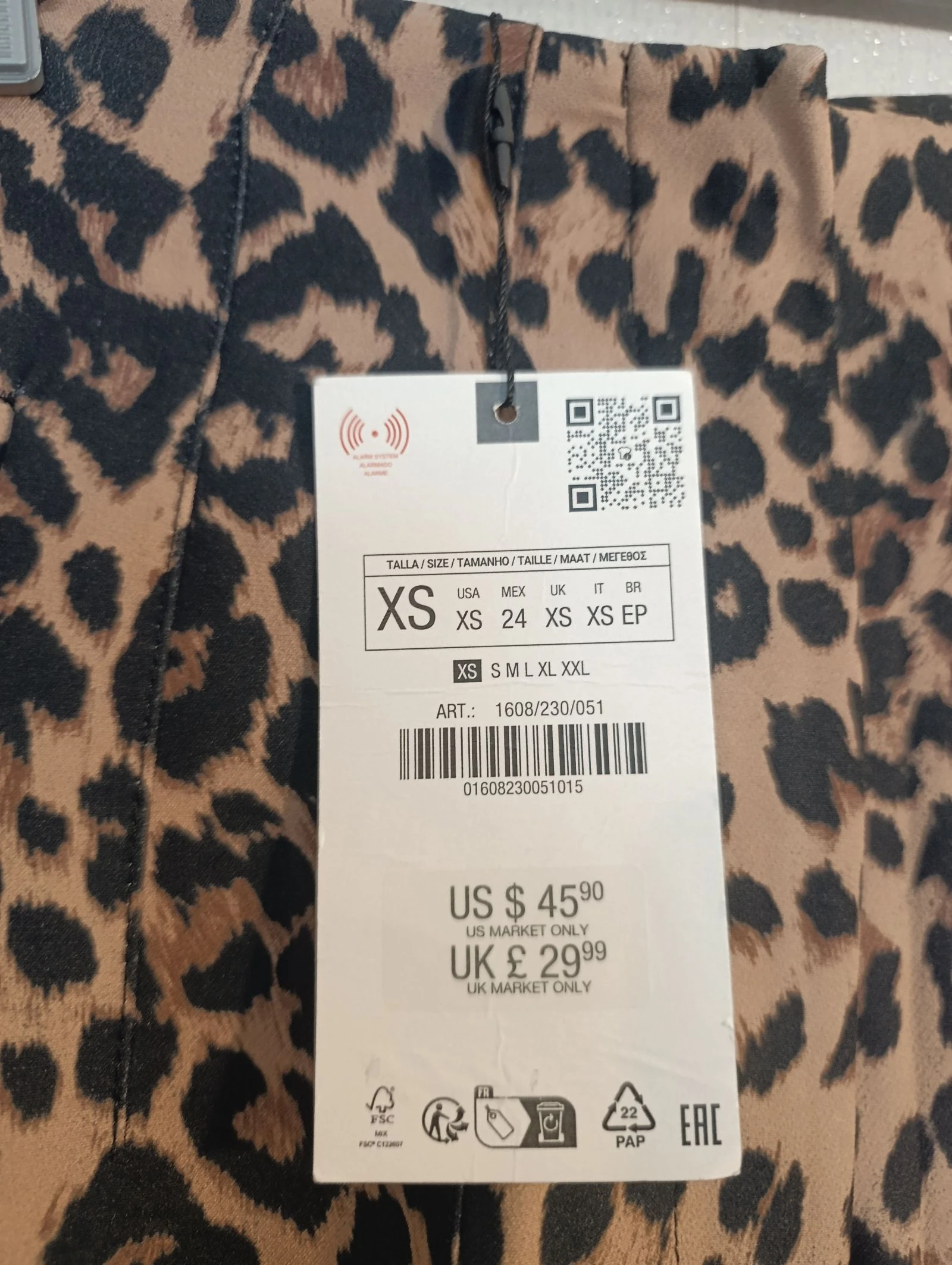 ZARA leopard print straight pants – Size XS (New with tag) – photo 4